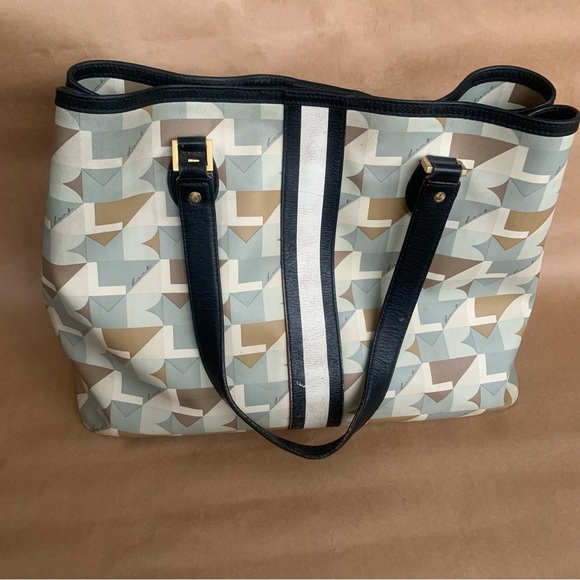 L.A.M.B. GWEN STEFANI Geometric XL Coated Canvas Satchel TOTE BAG - Picture 3 of 9